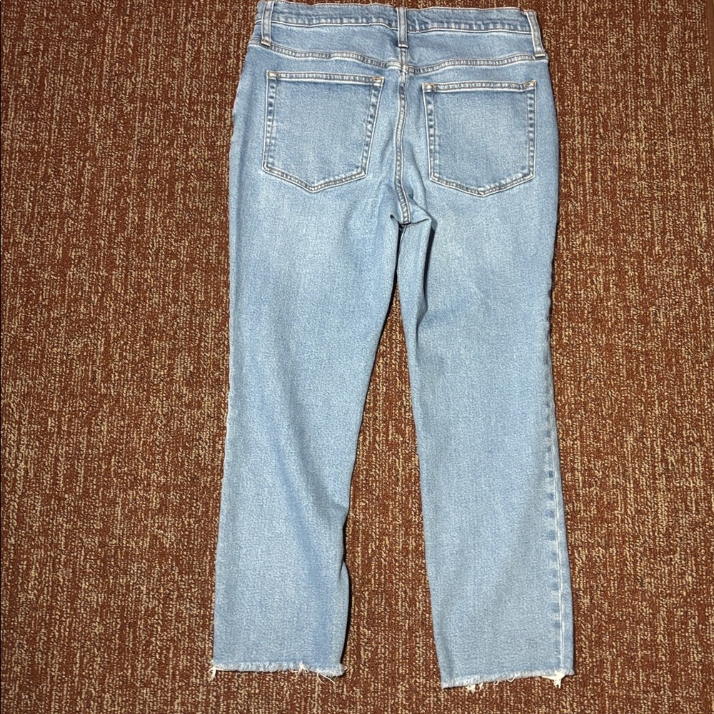J crew button fly medium/ light wash straight cropped leg denim women’s 30 - Picture 3 of 16